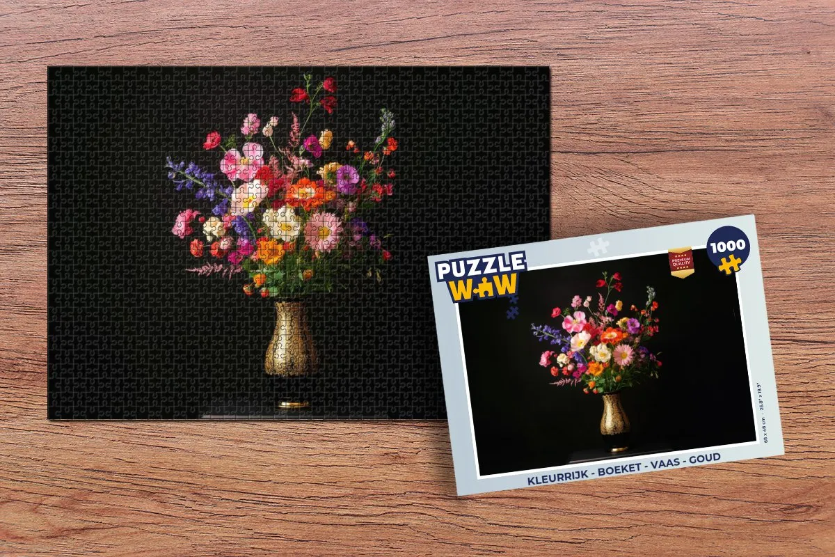 PuzzleWow Boeket Legpuzzel 1000 Stuks - Goud