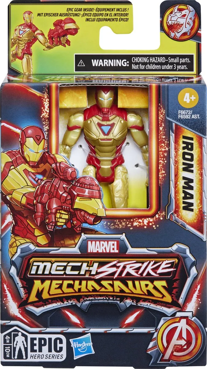 Marvel Mech Strike Mechasaurs Iron Man Actiefiguur F66725X2 - 10 cm