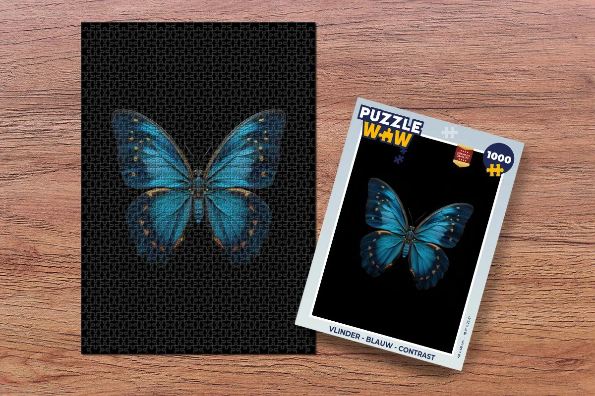 PuzzleWow Vlinder Puzzel 1000 Stuks - Blauw