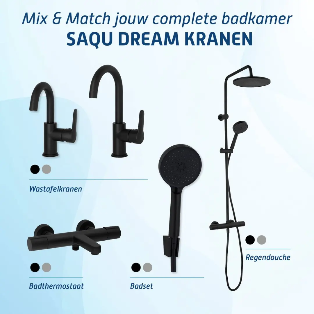 Saqu Dream Wastafelkraan 21cm Mat Zwart - afbeelding 4 van 6