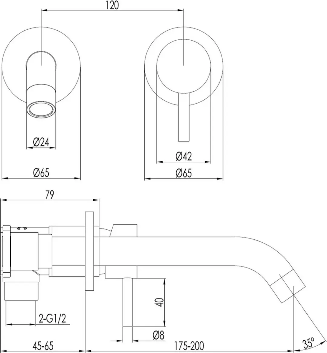 Saqu Eurotrend Inbouw Wastafelkraan Mat Zwart - 10.3L/min - afbeelding 2 van 6