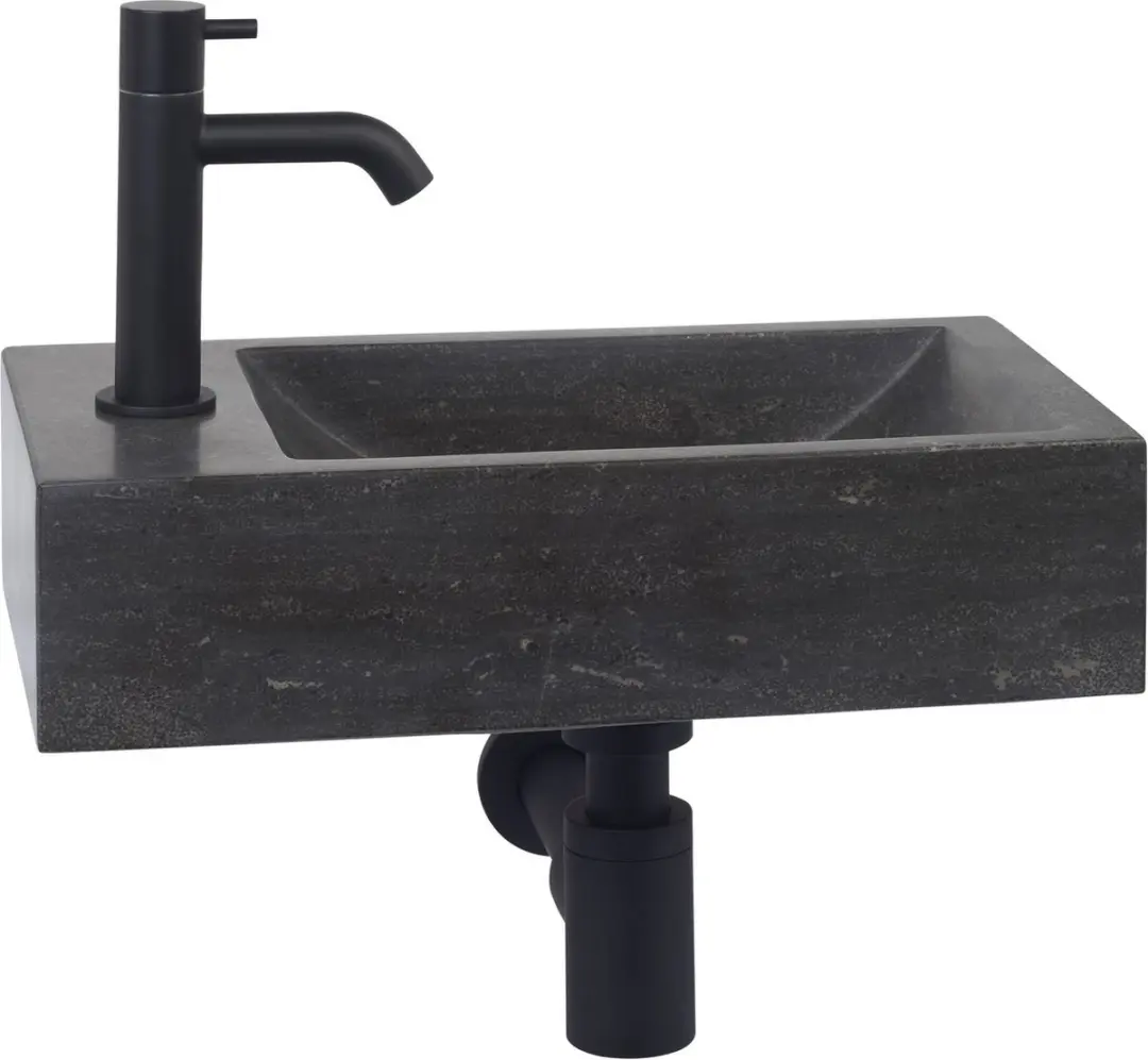 Saqu Nature Fonteinset - 1x Opbouwkraan Zwart