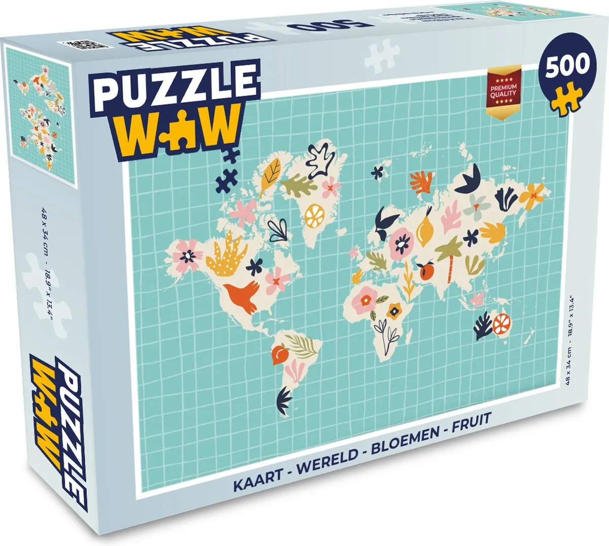 PuzzleWow Wereld Bloemen Fruit Legpuzzel 500 Stuks
