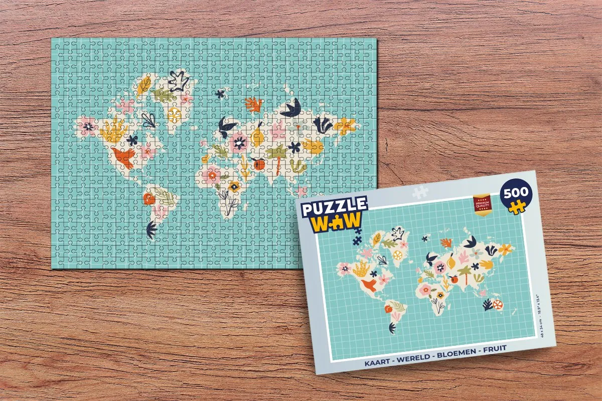 PuzzleWow Wereld Bloemen Fruit Legpuzzel 500 Stuks - Multicolor