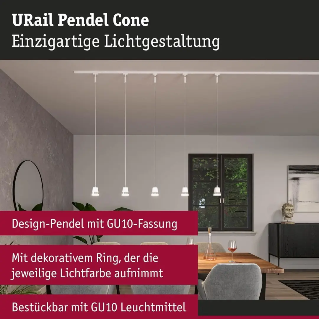 Paulmann Cone URail Hanglamp GU10 Chroom (mat) - afbeelding 3 van 6