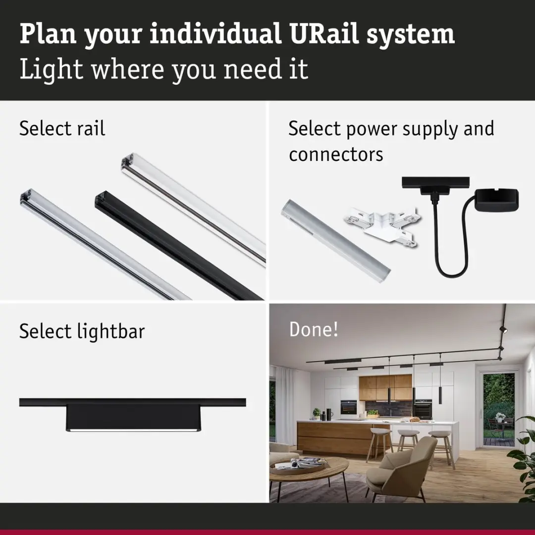 Paulmann URail LED-railspot 9.5W - Zwart - afbeelding 3 van 6