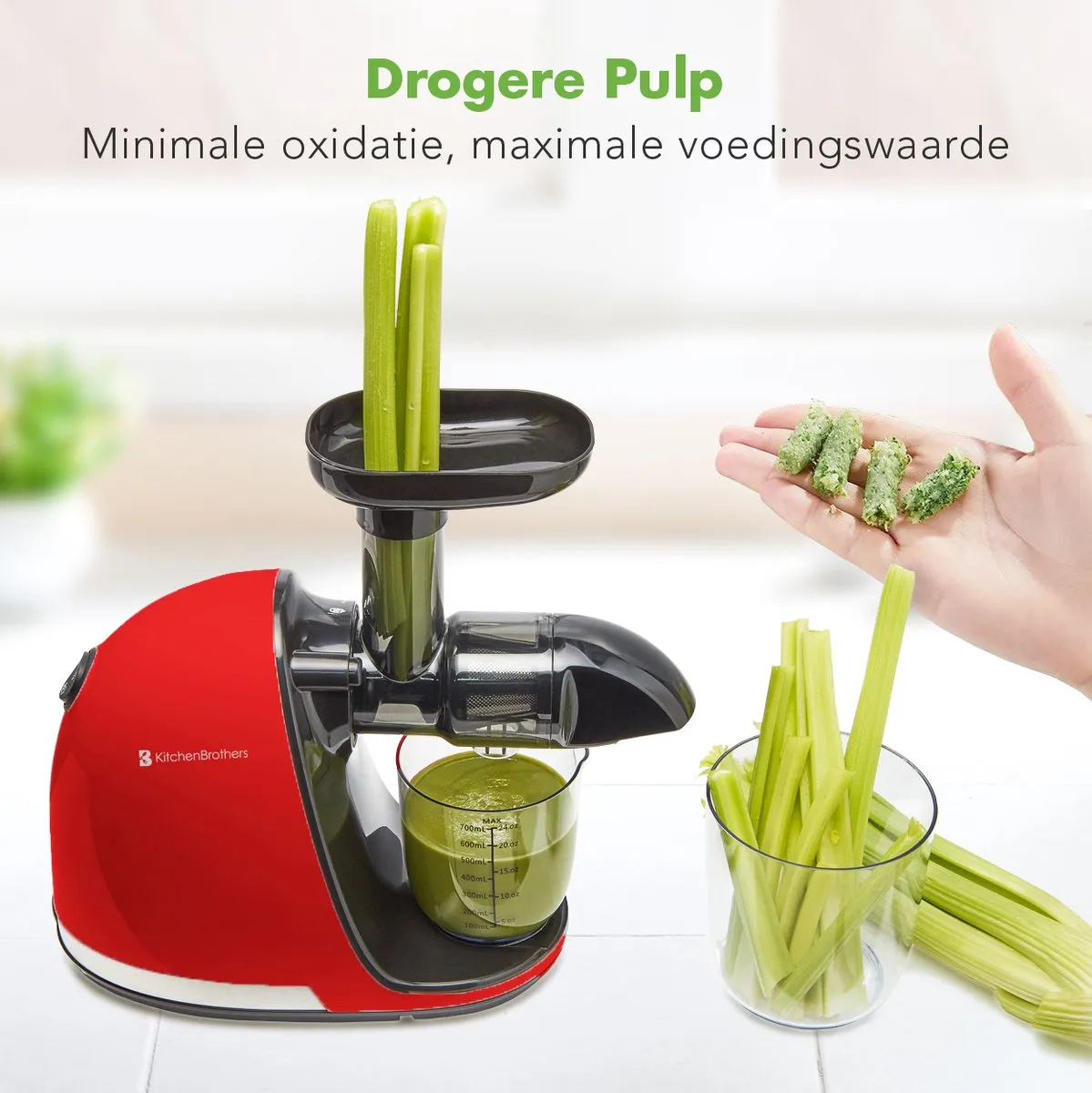 KitchenBrothers KB737 Slowjuicer - 700ml - Rood