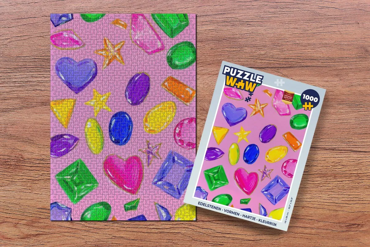 PuzzleWow Edelstenen Hartje Legpuzzel 1000 Stuks - Kleurrijk