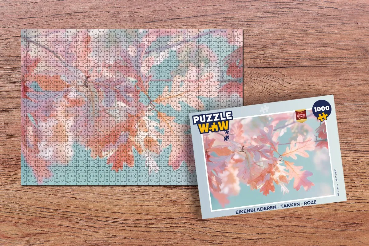 PuzzleWow Eikenbladeren Takken Legpuzzel 1000 Stuks - Roze
