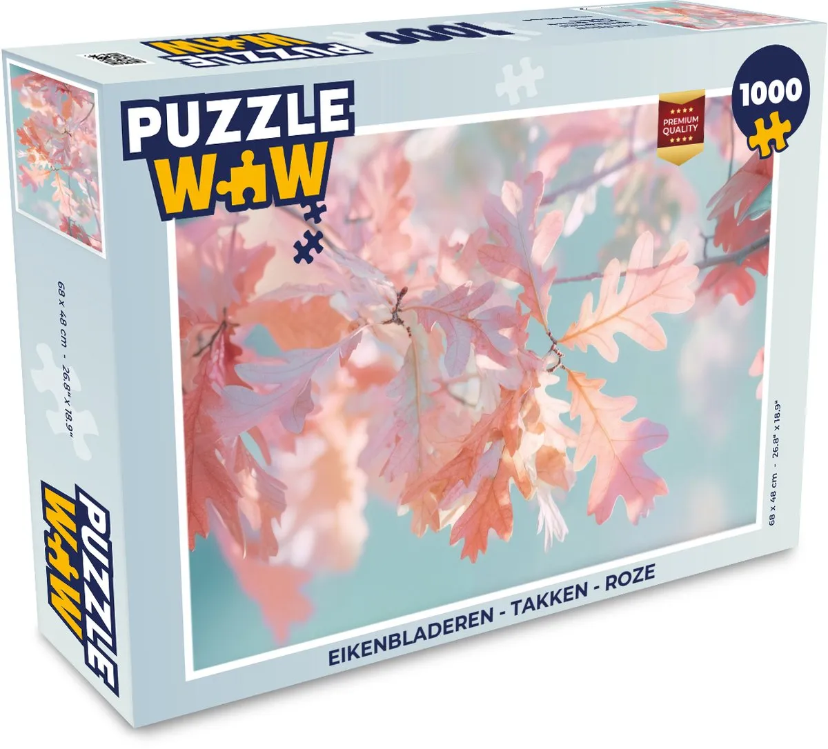 PuzzleWow Eikenbladeren Takken Legpuzzel 1000 Stuks - Roze