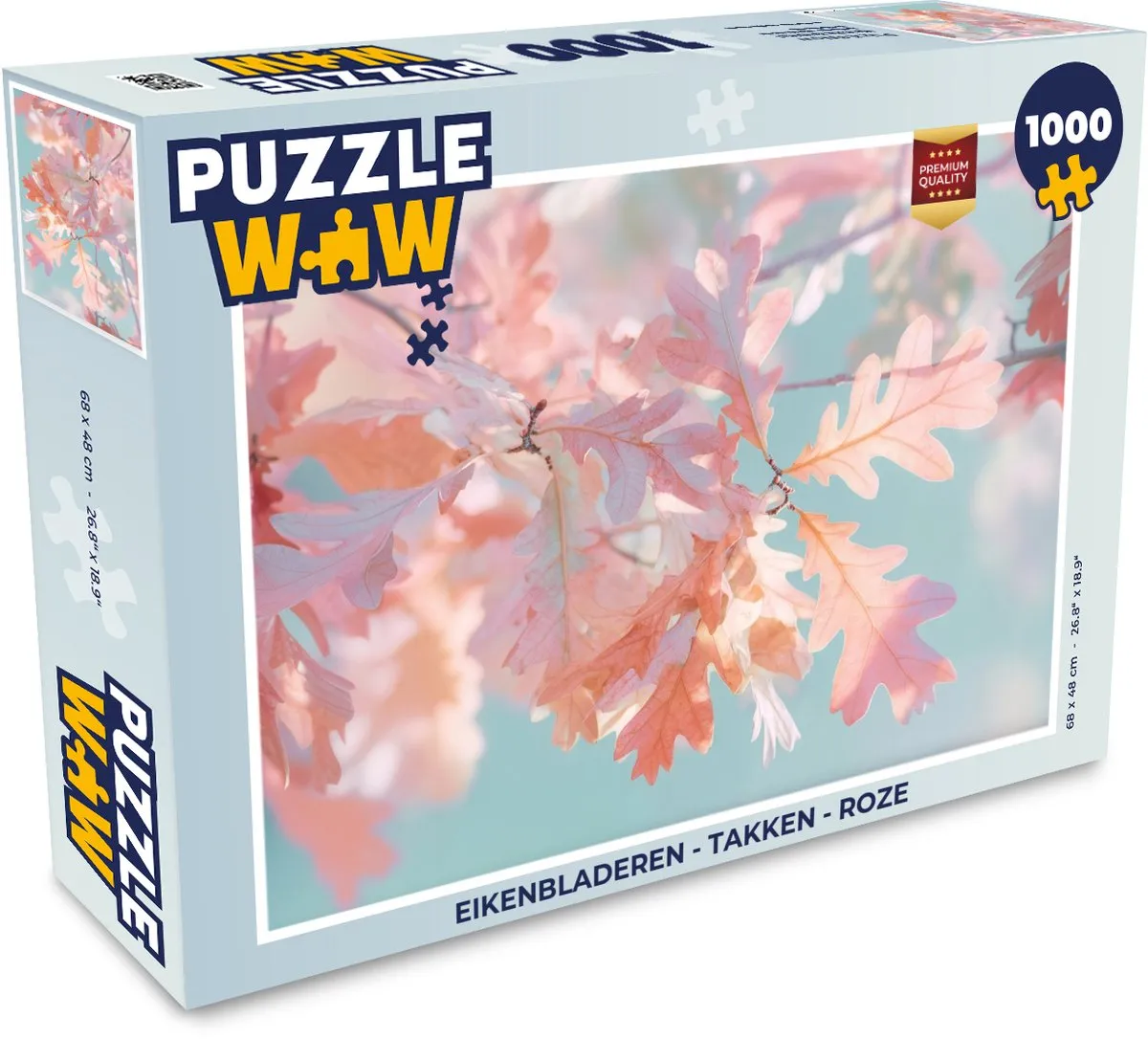 PuzzleWow Eikenbladeren Takken Legpuzzel 1000 Stuks - Roze