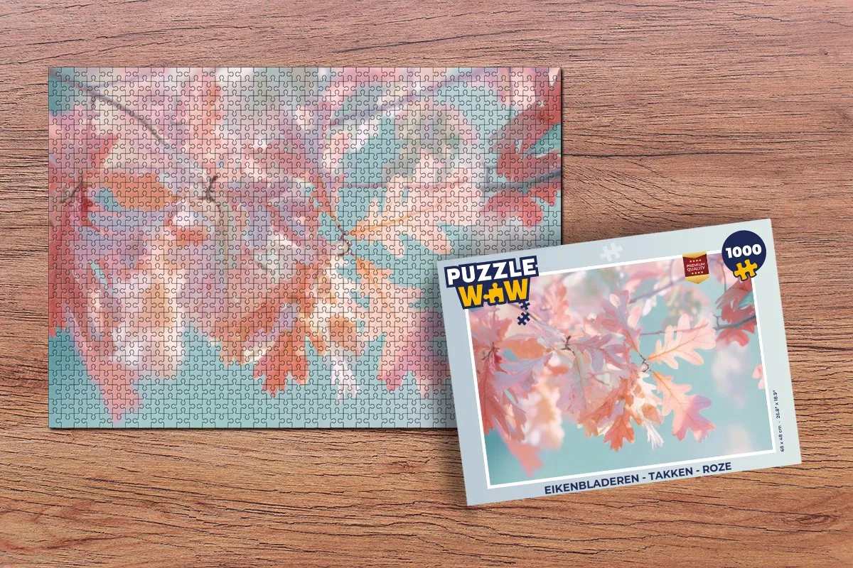 PuzzleWow Eikenbladeren Takken Legpuzzel 1000 Stuks - Roze