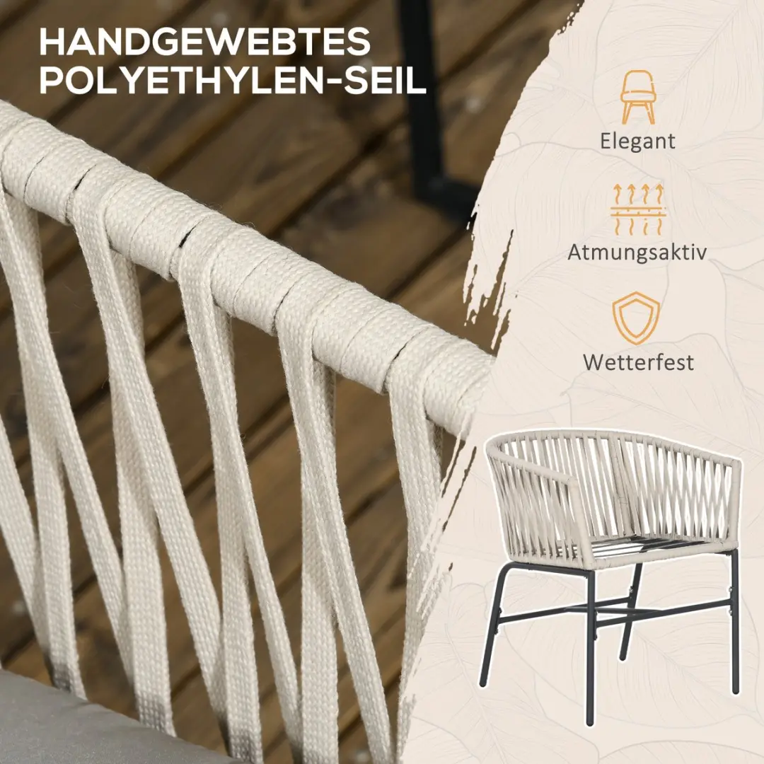 Outsunny Tuinstoel Set 2 Stuks - Beige - afbeelding 4 van 6