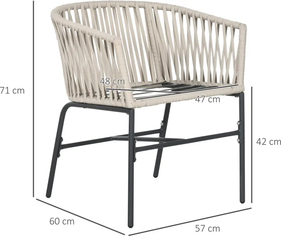 Outsunny Tuinstoel Set 2 Stuks - Beige - afbeelding 6 van 6