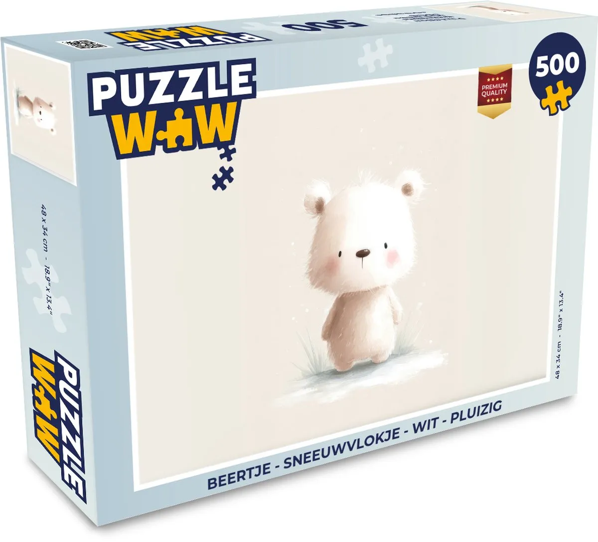 PuzzleWow Beertje Sneeuwvlok Wit Legpuzzel 500 Stuks