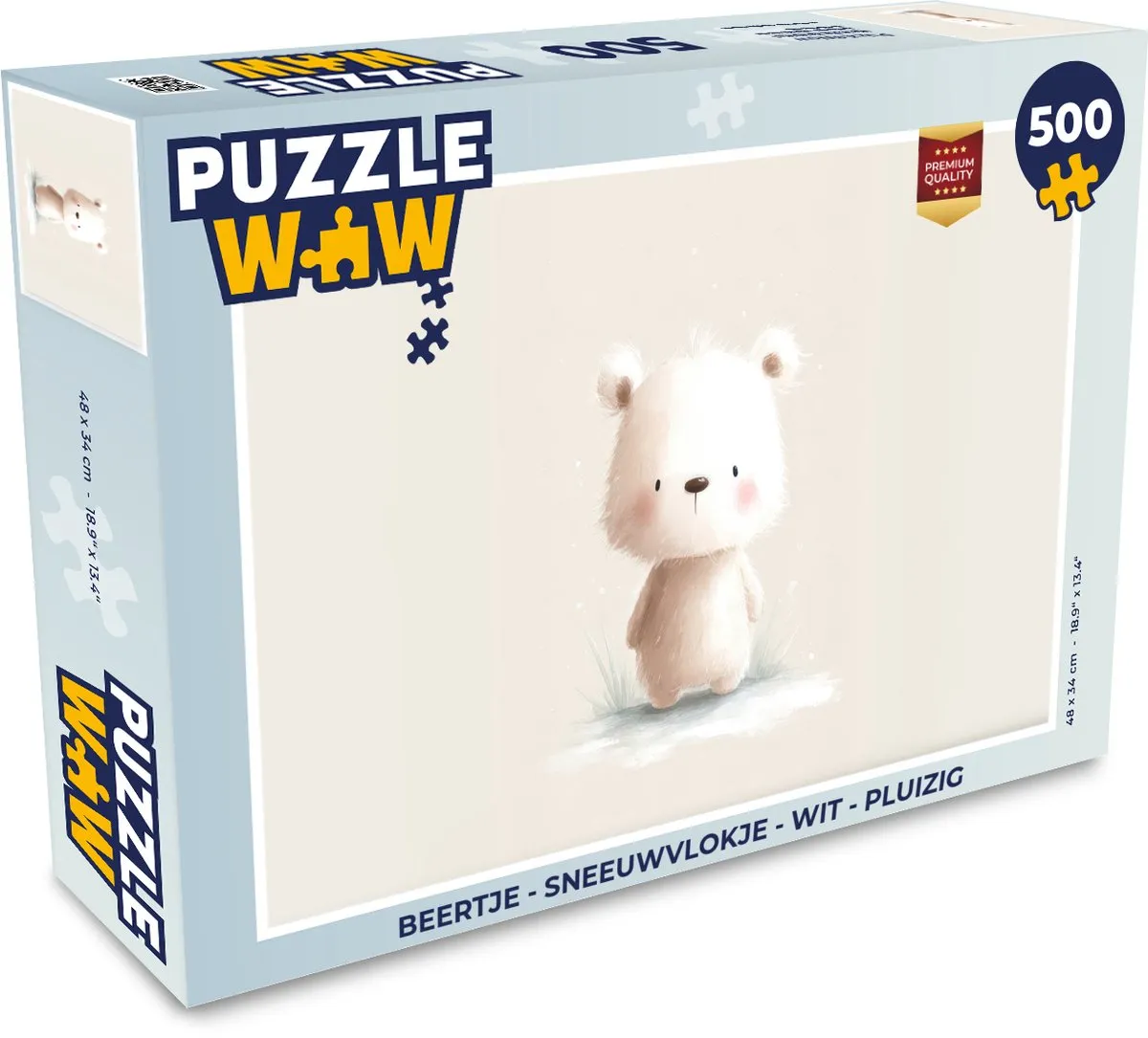 PuzzleWow Beertje Sneeuwvlok Wit Legpuzzel 500 Stuks