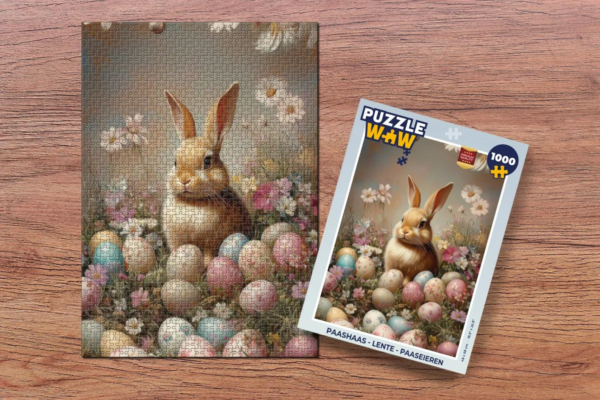 PuzzleWow Paashaas Legpuzzel 1000 Stuks - Vintage