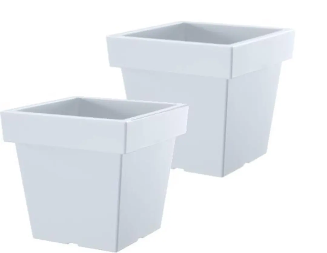 Bloempot Vierkant Lofly Low 24x24x22cm WIT Prosperplast / 2 STUKS ! /