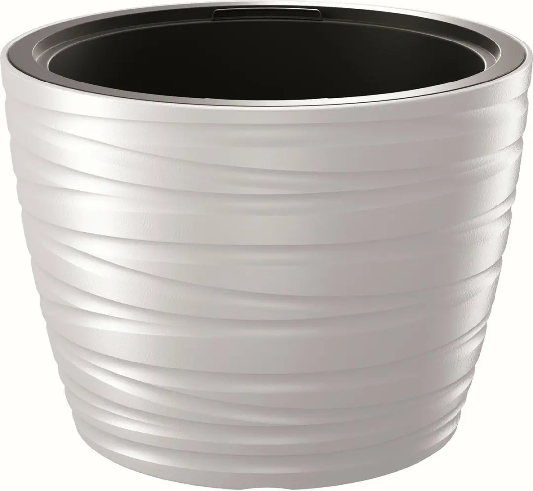Prosperplast Plantenpot Amazing - buiten/binnen - kunststof - wit - D47 x H35 cm - bloempot met binnenpot