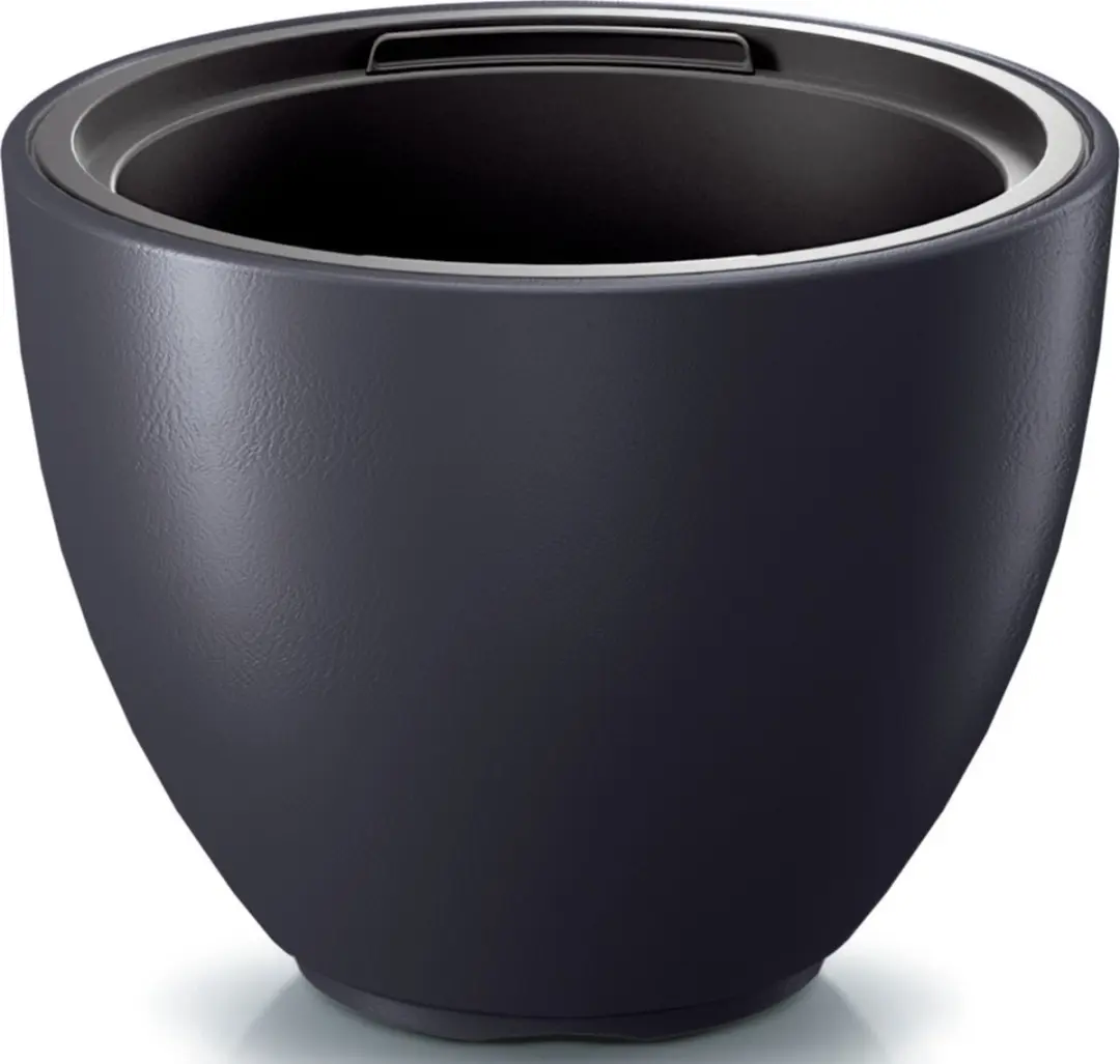 Prosperplast Plantenpot/bloempot Sevilla - buiten/binnen - kunststof - antraciet - D30 x H23 cm - met binnenpot