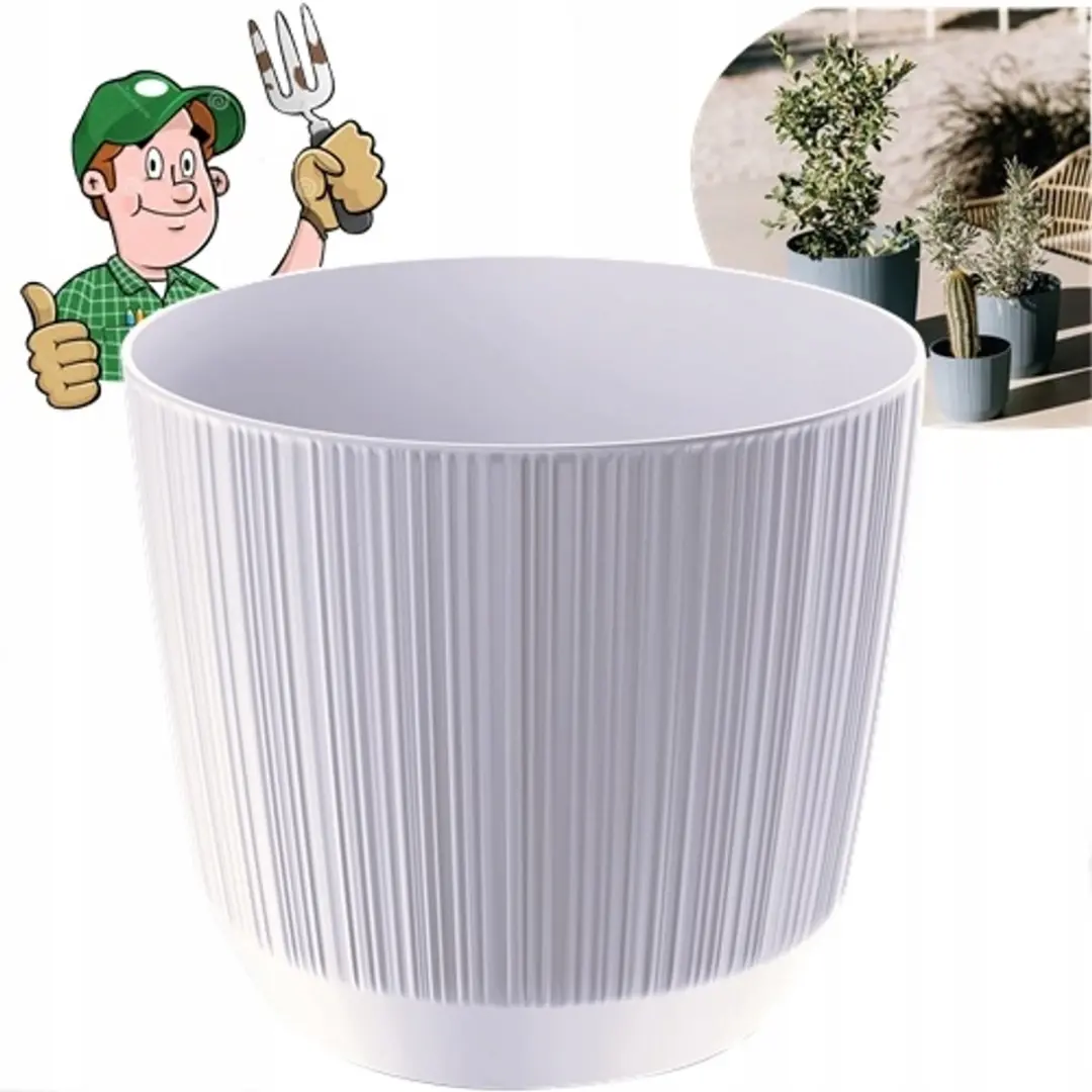 Witte Pot 11cm Rond Geribbeld
