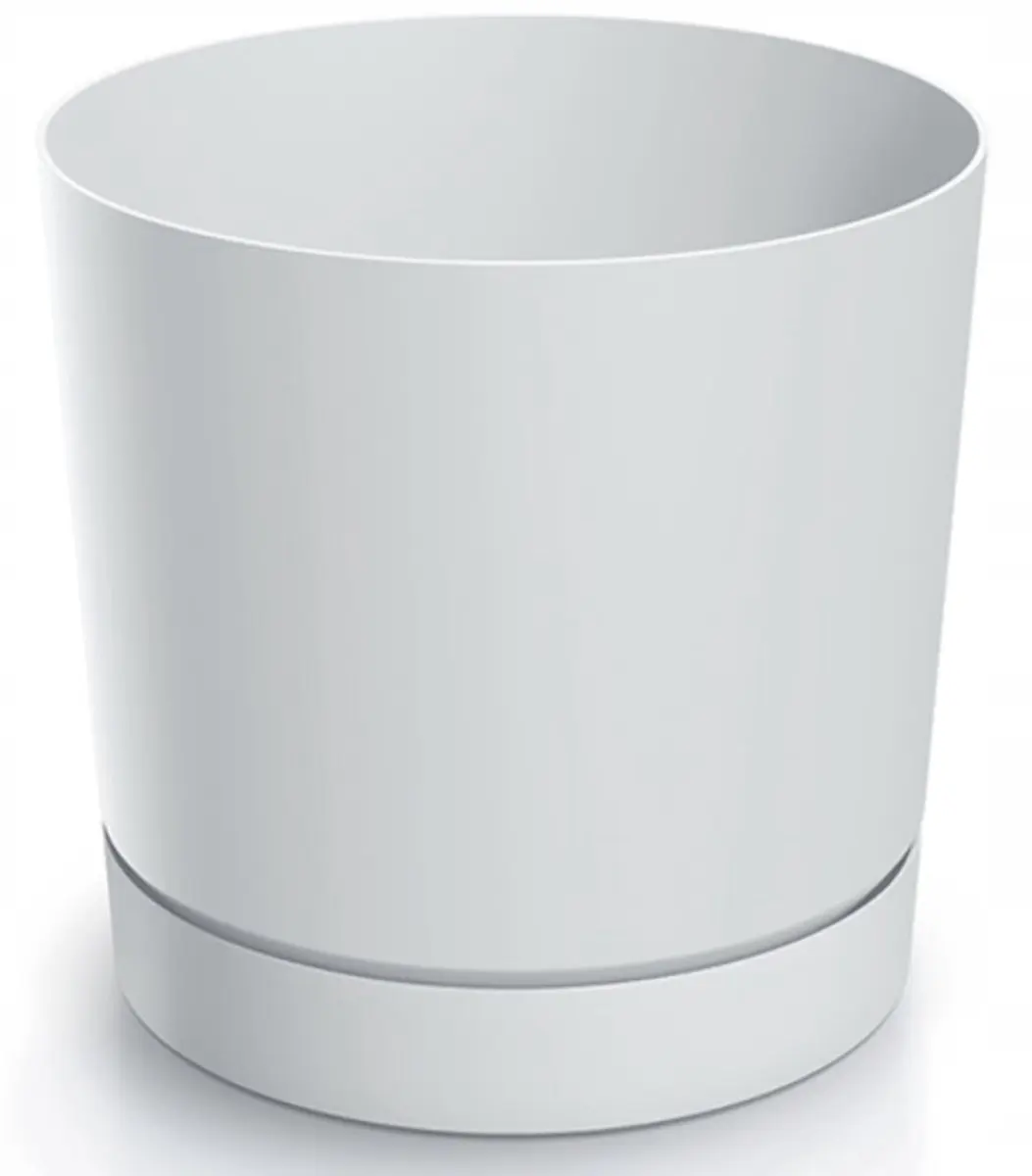 Bloempot met schotel, wit kunststof, 23,9 cm Tubo