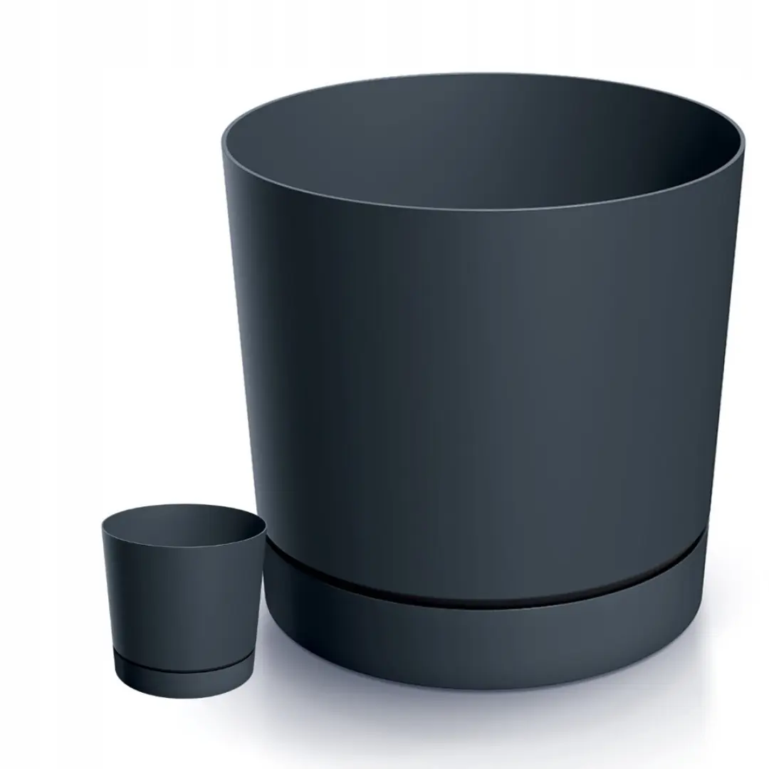 Prosperplast Tubo P Bloempot met Schotel - Antraciet 39cm - afbeelding 2 van 5