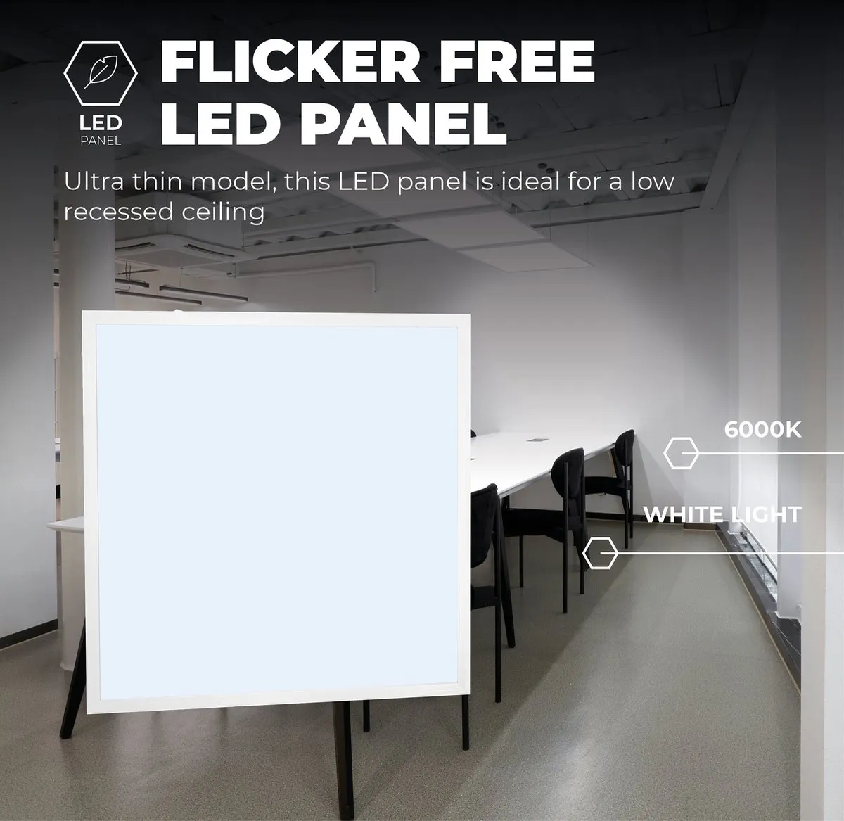 LEDVION LED Paneel 60x60cm 36W 6500K