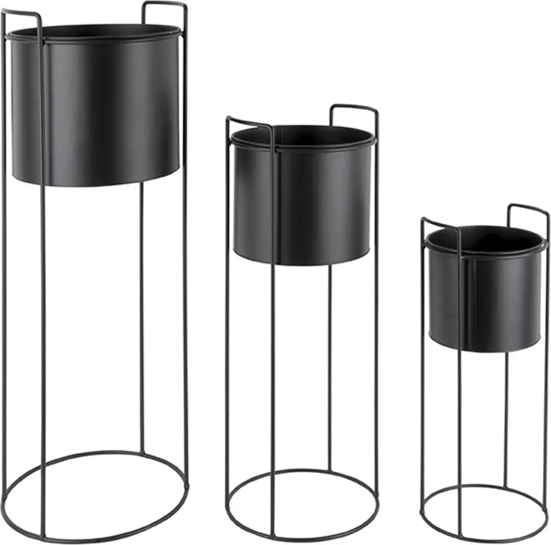 Present Time Essence Plantenpotset - Zwart - 3-delig