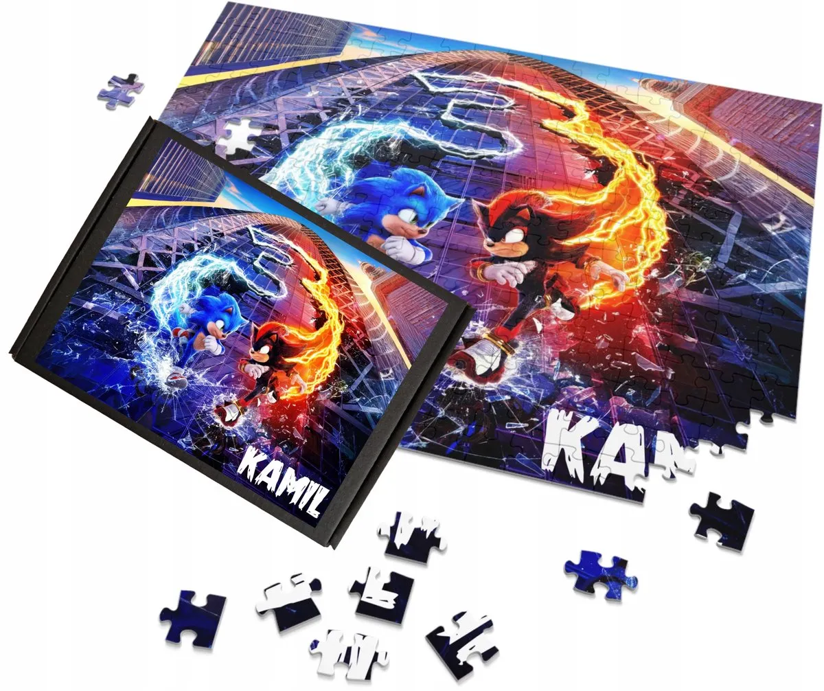 Gepersonaliseerde Sonic Puzzel A3 252 Stukjes met Naam