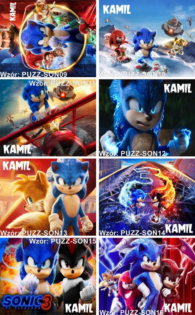 Gepersonaliseerde Sonic Puzzel A3 252 Stukjes met Naam