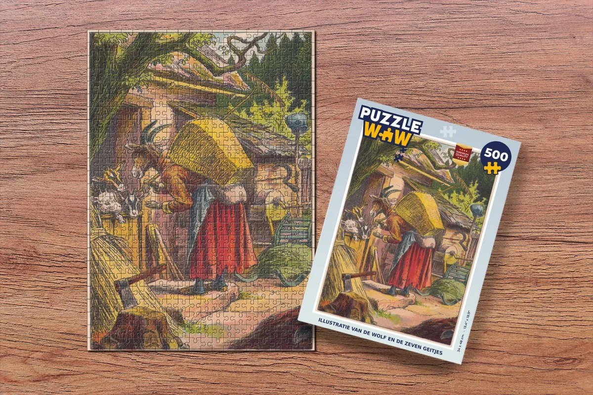 PuzzleWow Wolf en de Zeven Geitjes Legpuzzel 500 Stuks - Multicolor