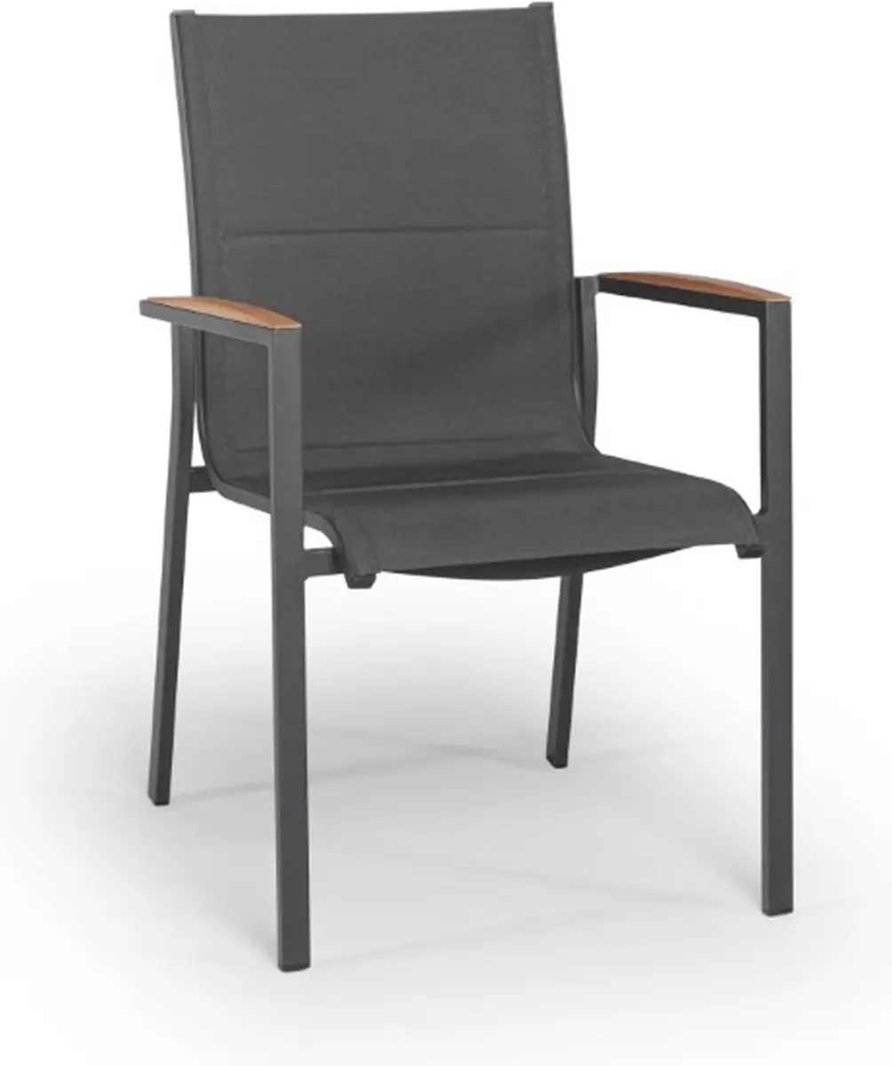 Tierra Outdoor Foxx Teak Diningstoel - Antraciet - afbeelding 2 van 5
