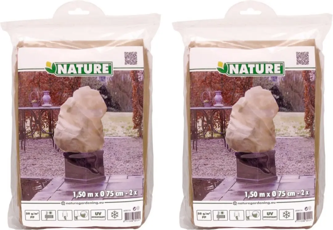 Set van 6x plantenhoezen tegen vorst met aantrekkoord beige H 1,5 meter x D 75 c