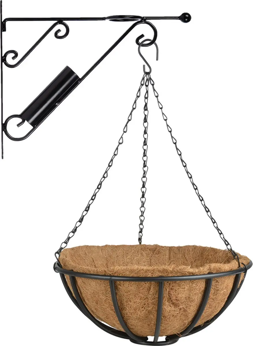 Hanging basket 35 cm met metalen muurhaak en kokos inlegvel
