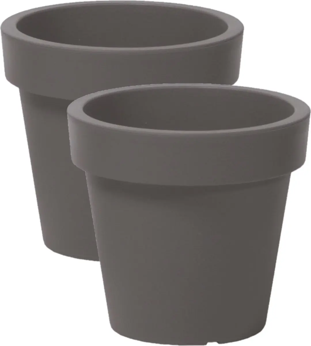 Prosperplast Bloempot Basic - 4x stuks - kunststof - steengrijs - D14 x H12 cm - buiten/tuin