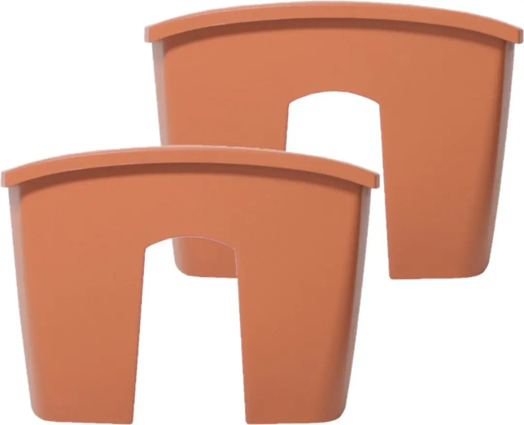 2x stuks balkon railing opzet plantenbakken/bloembakken kunststof 39 x 28 x 20 c