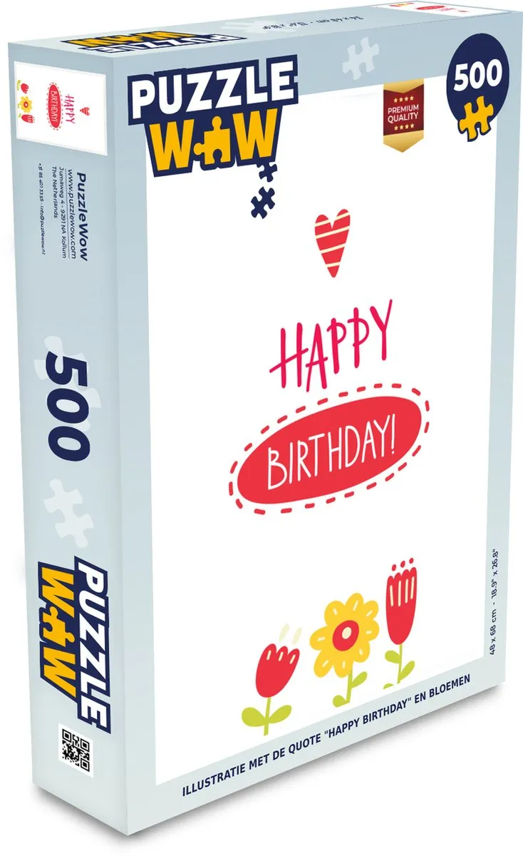 PuzzleWow Happy Birthday Legpuzzel 500 Stuks