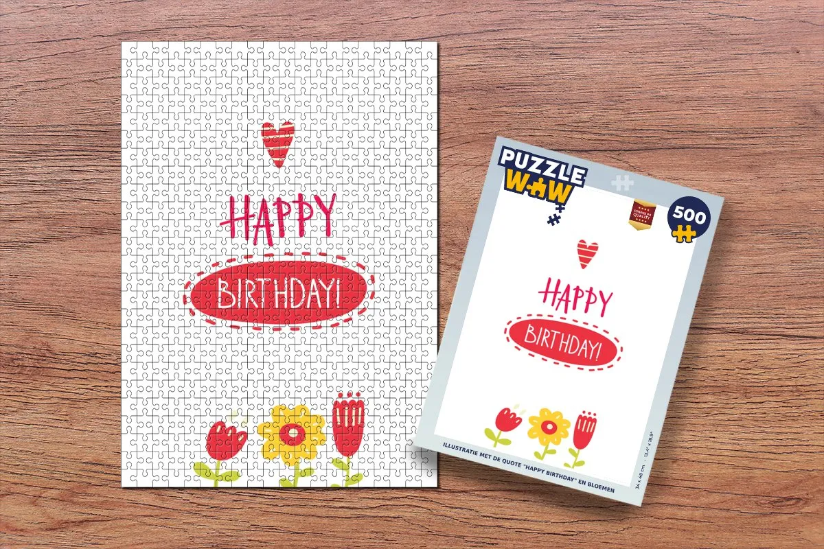 PuzzleWow Happy Birthday Legpuzzel 500 Stuks - Multicolor