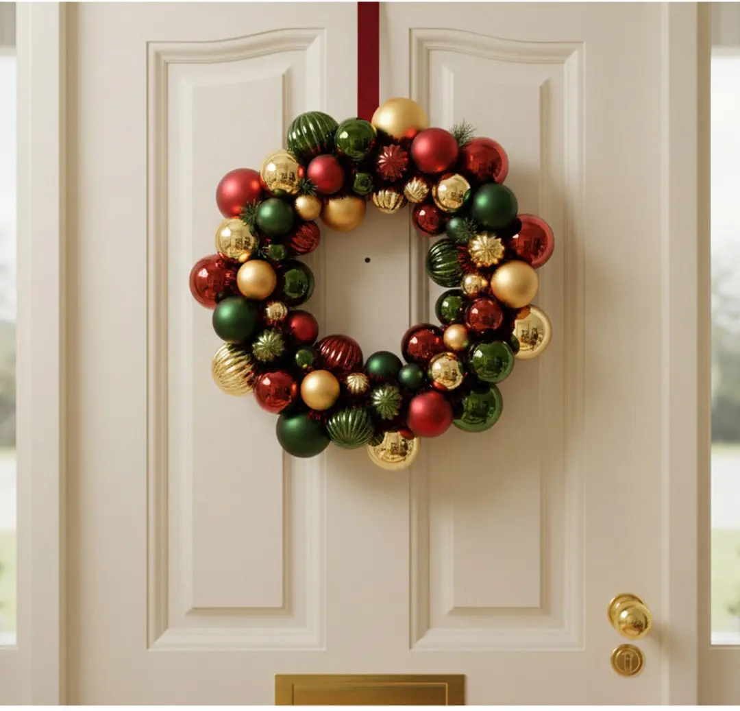 Decoris Kerstkrans Kerstballen 38cm - Multicolor - afbeelding 5 van 5