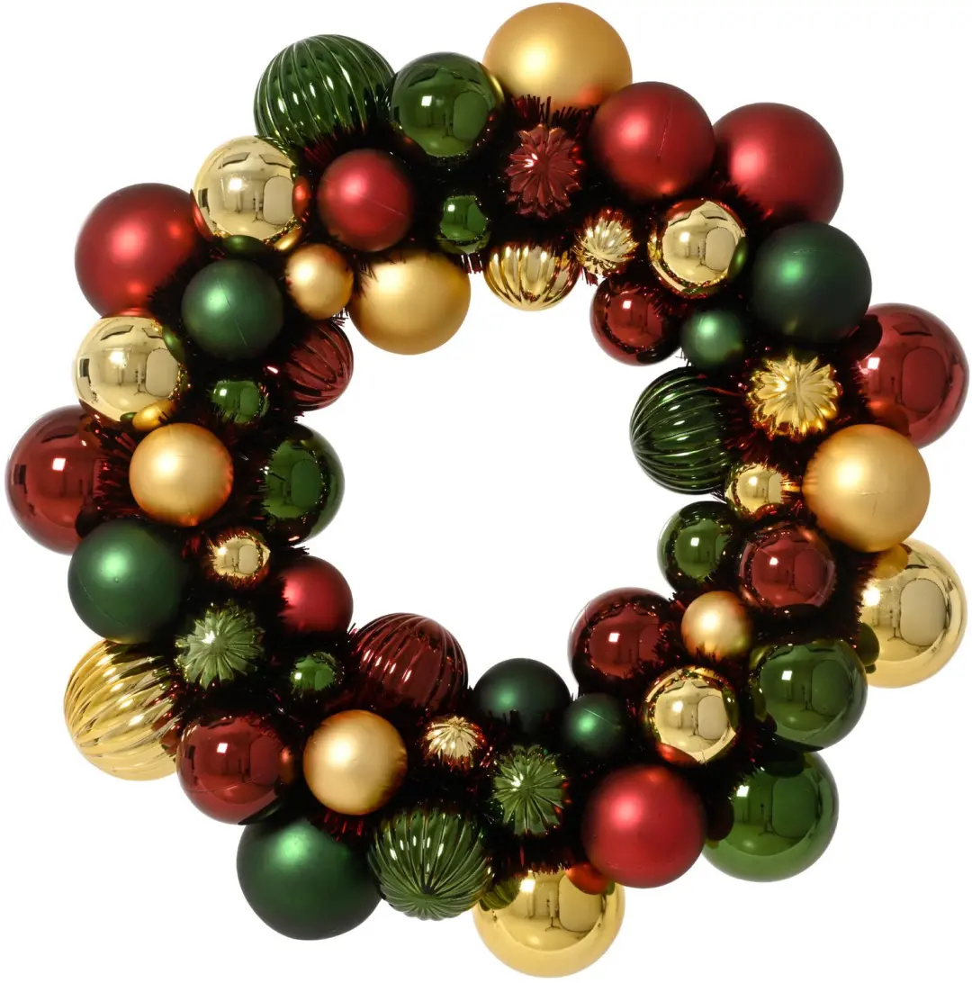 Decoris Kerstkrans Kerstballen 38cm - Multicolor - afbeelding 3 van 5