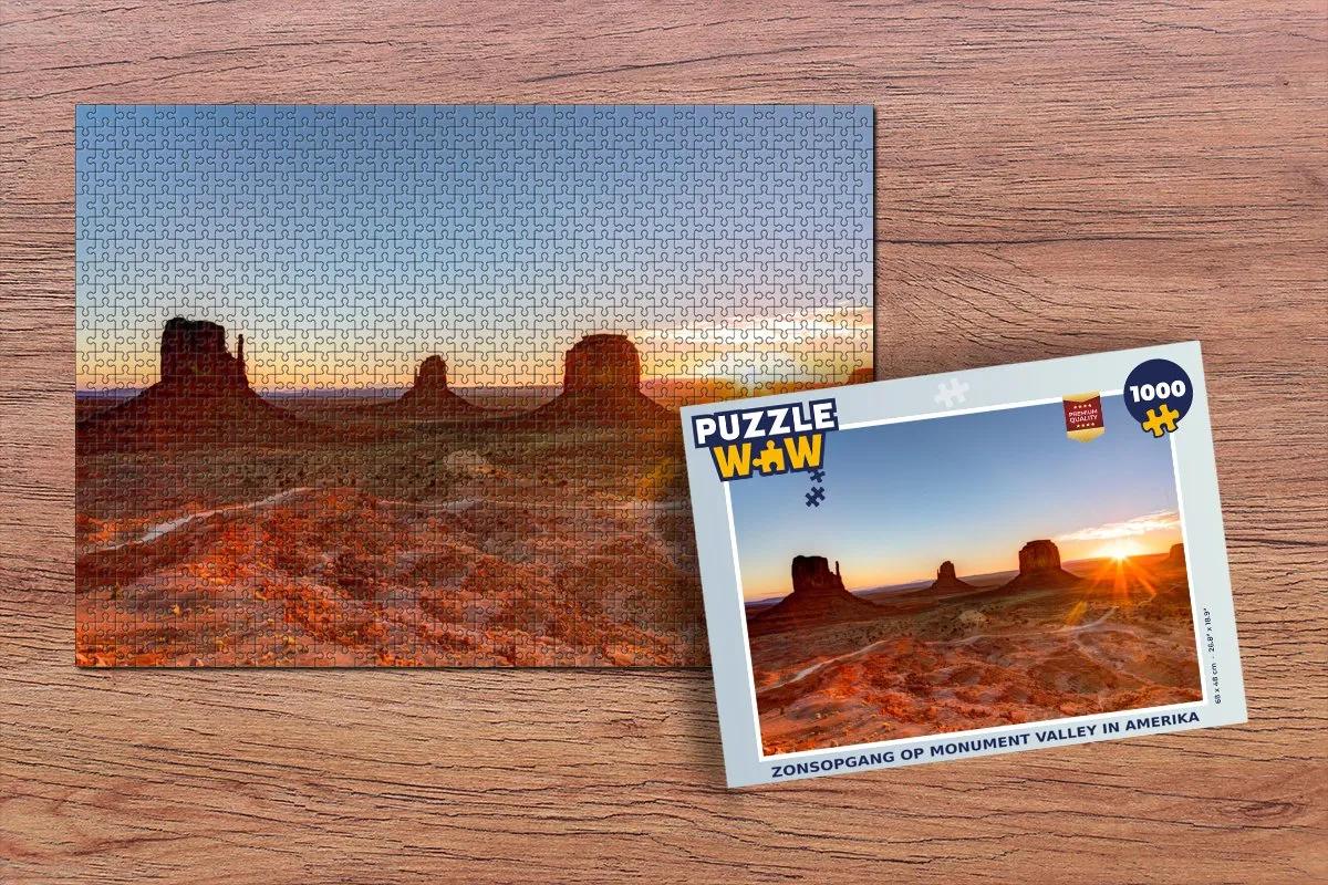 PuzzleWow Zonsopgang Monument Valley Legpuzzel 1000 Stuks - Multicolor