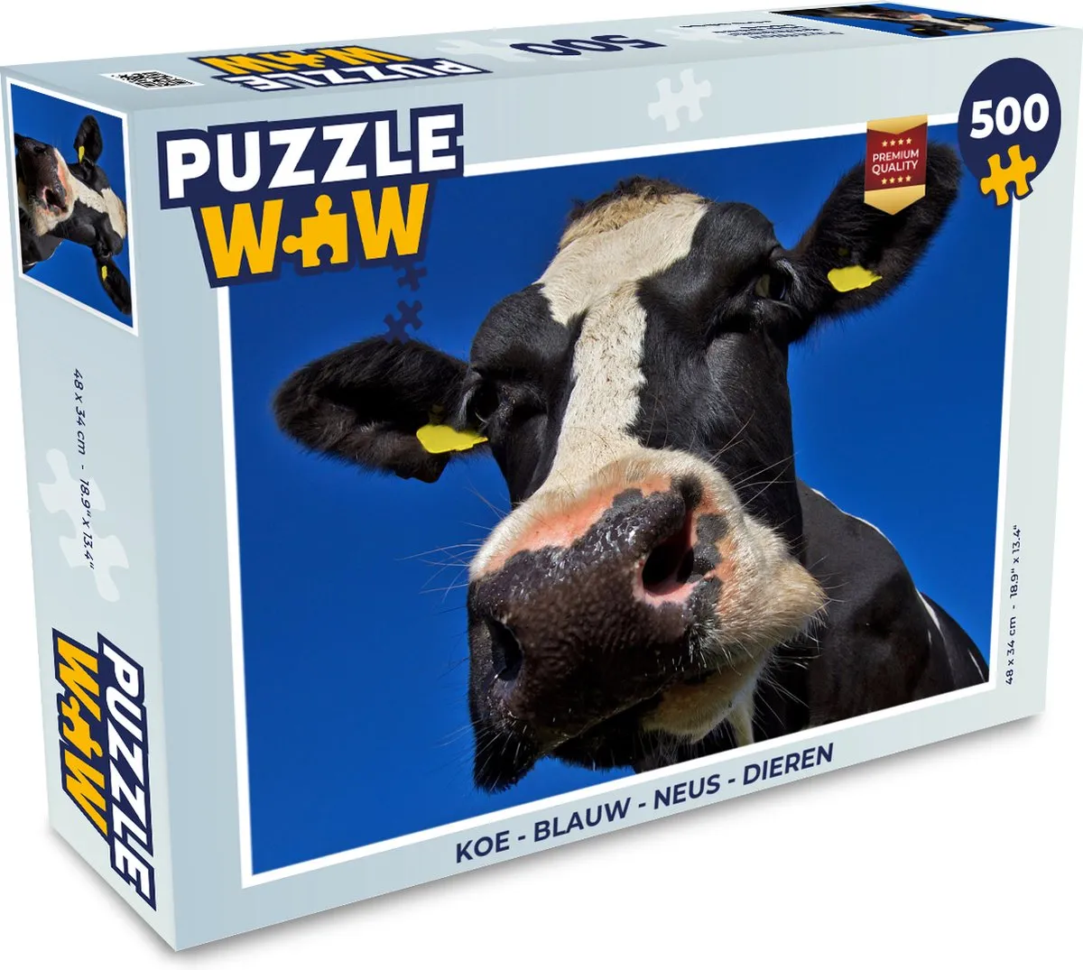 PuzzleWow Koe Neus Dierenlegpuzzel 500 Stuks