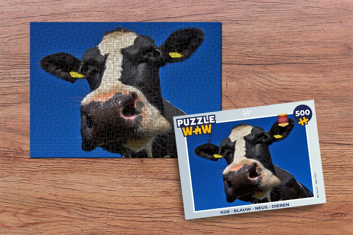 PuzzleWow Koe Neus Dierenlegpuzzel 500 Stuks - Multicolor