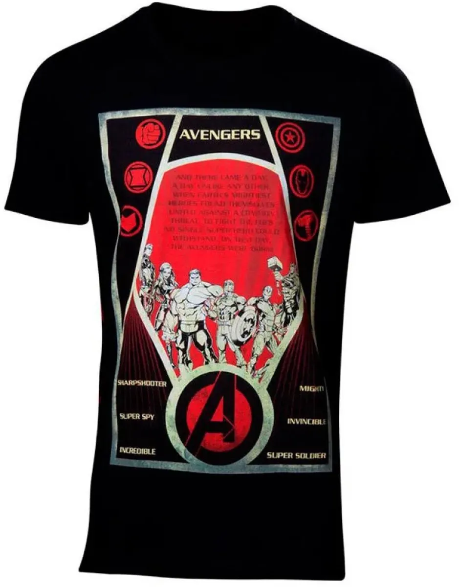 Marvel The Avengers Heren T-shirt XL - Zwart
