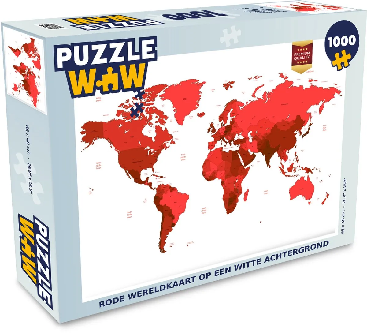 PuzzleWow Wereldkaart Legpuzzel 1000 Stuks - Multicolor