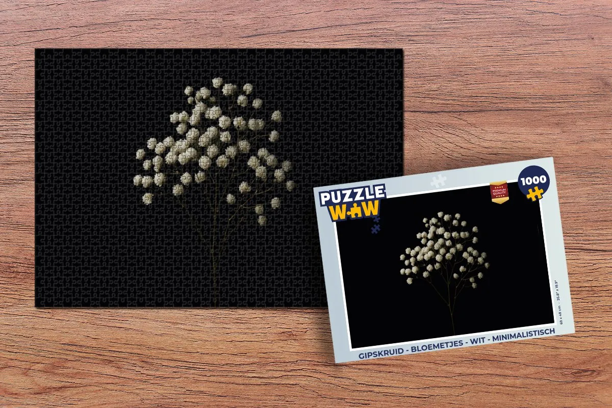 PuzzleWow Gipskruid Bloemetjes Legpuzzel 1000 Stuks - Wit