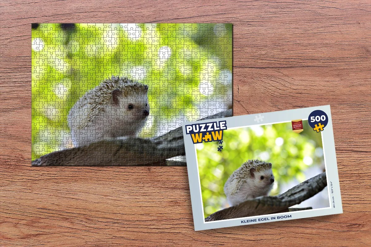 PuzzleWow Legpuzzel Kleine egel in boom 500 Stuks - Multicolor
