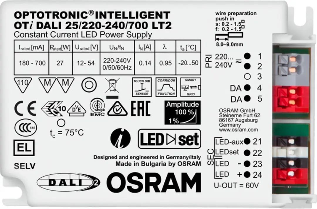 Osram OTI DALI 25/220-240/700 LT2 DIMVS20 LED Driver