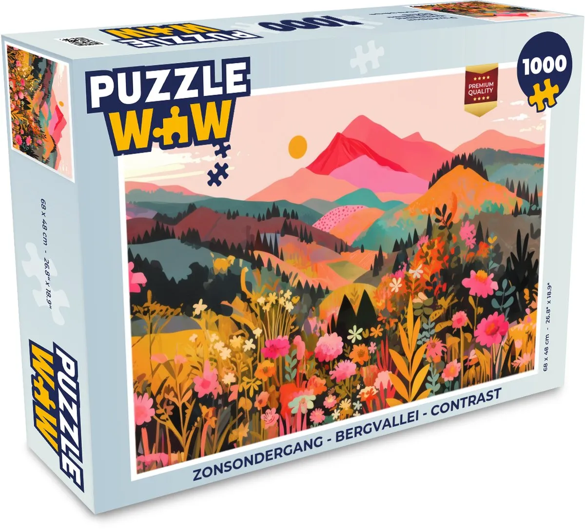 PuzzleWow Zonsondergang Bergvallei Legpuzzel 1000 Stuks